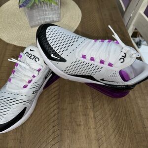 Nike Women's White and Purple Air Max 270 Sneakers